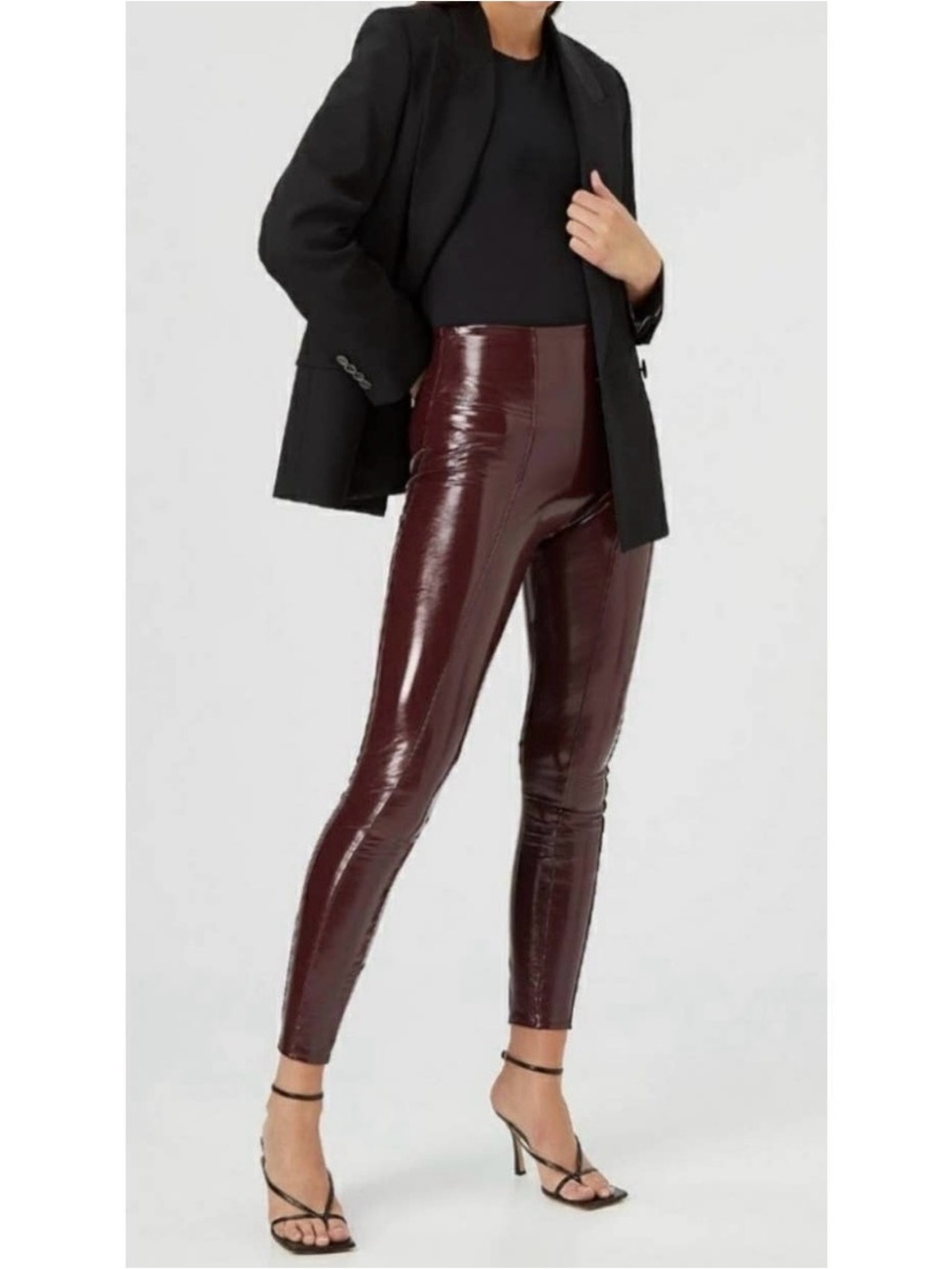 Spanx patent leather high rise pants ruby red Medium